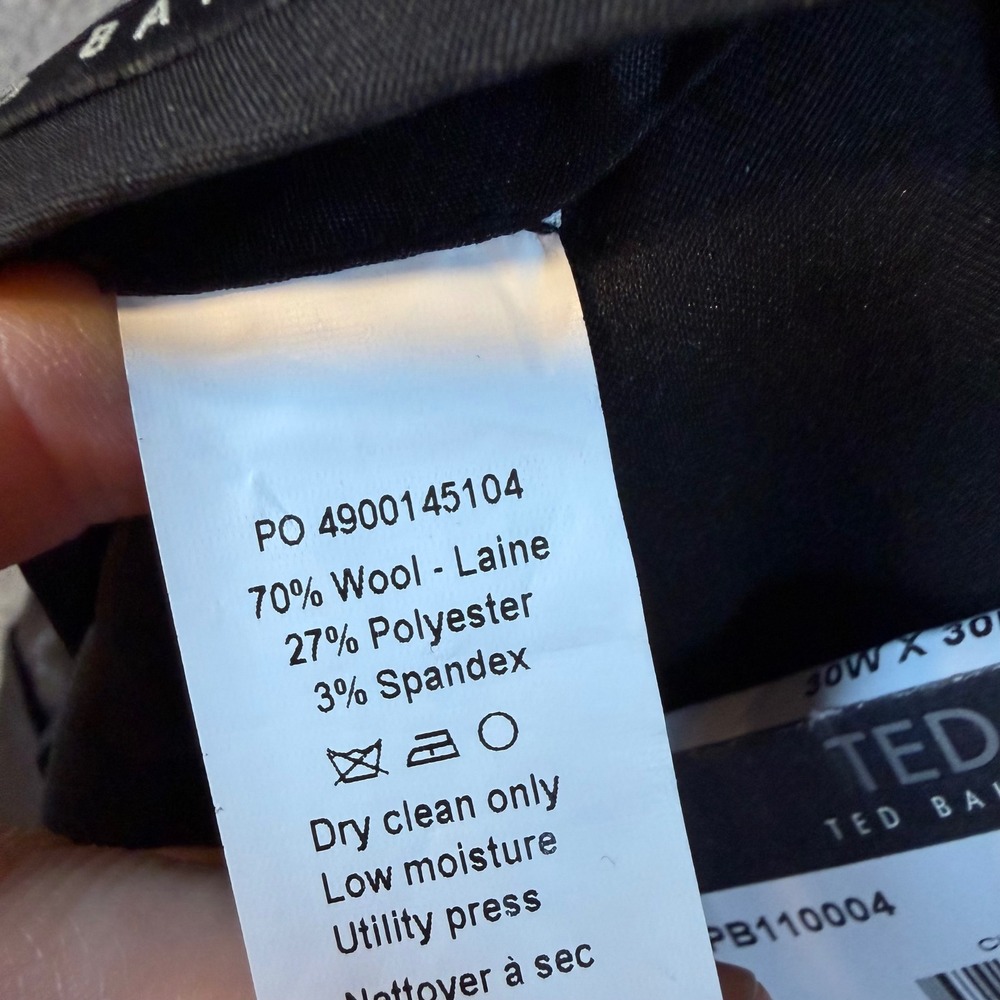 Ted Baker Wynn Charcoal Performance Wool Blend Dress Pants 30W x 30L Modern Fit - Picture 5 of 9